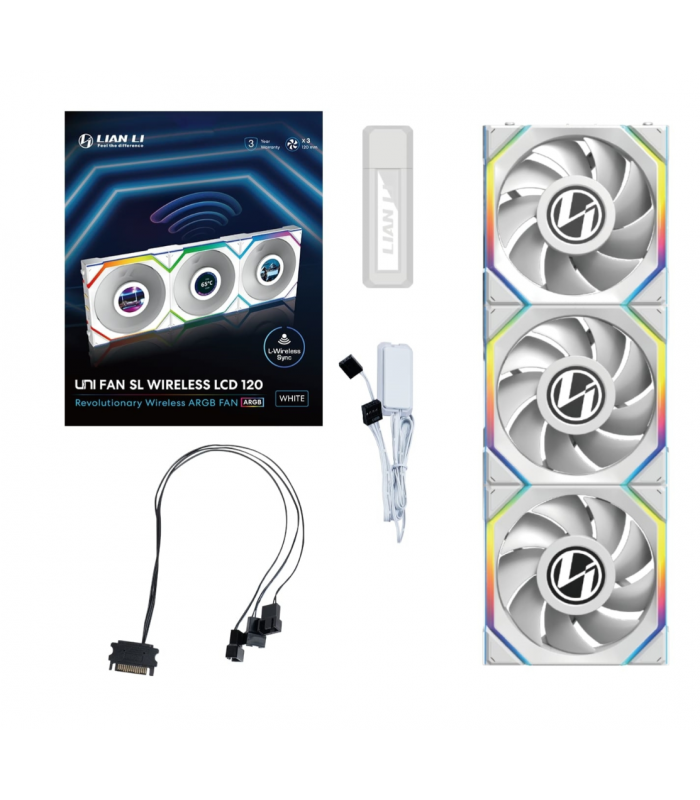 Lian Li UNI FAN SL WIRELESS LCD 3x120mm Beyaz Kasa Fanı