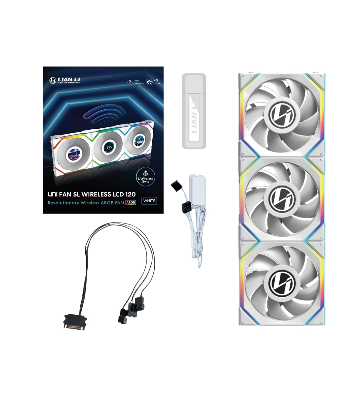 Lian Li UNI FAN SL WIRELESS LCD 3x120mm Beyaz Kasa Fanı