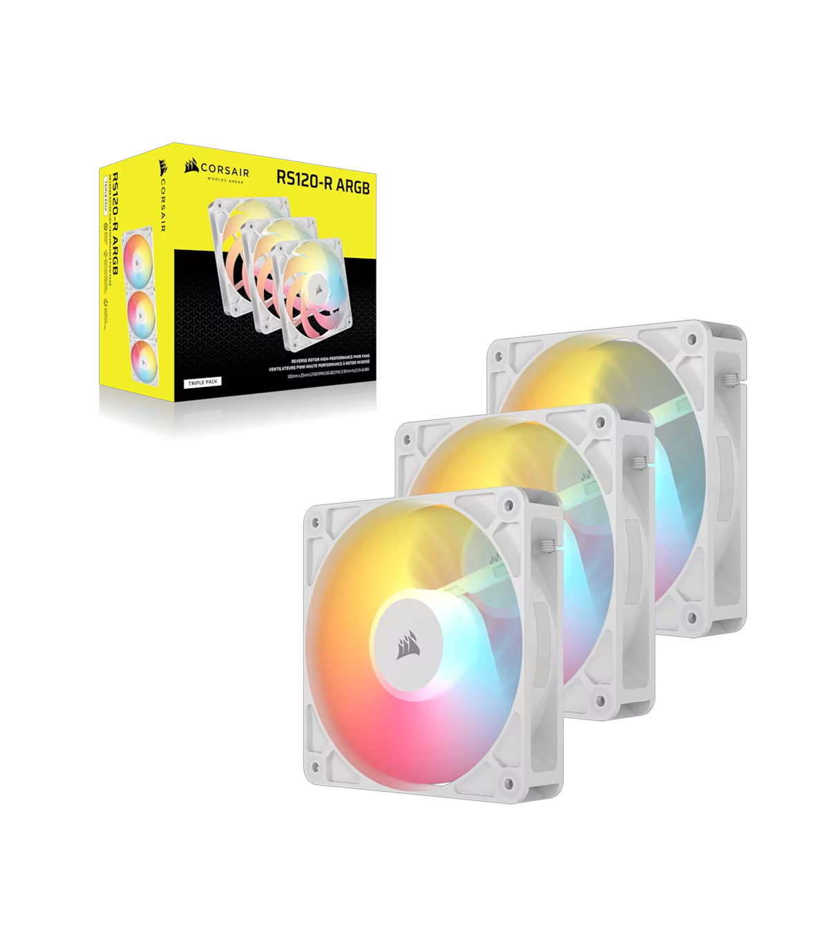 CORSAIR RS120-R ARGB 120mm PWM Reverse Beyaz Üçlü Kasa Fanı