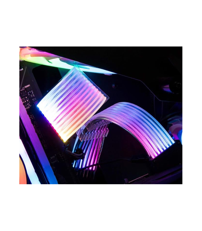 ARGB 24 Pin Anakart + GPU 8+8 Neon Sleeve Kablo SET – 5V Addressable RGB, Kasa Modlama