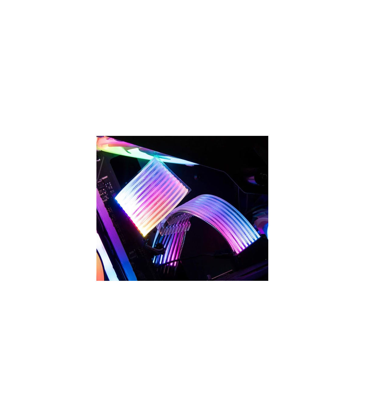 ARGB 24 Pin Anakart + GPU 8+8 Neon Sleeve Kablo SET – 5V Addressable RGB, Kasa Modlama