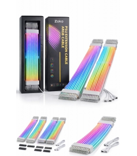 24 Pin Anakart + 2x8 & 3x8 Ekran Kartı GPU Sleeve Kablo Seti – ARGB Silikon Kaplama