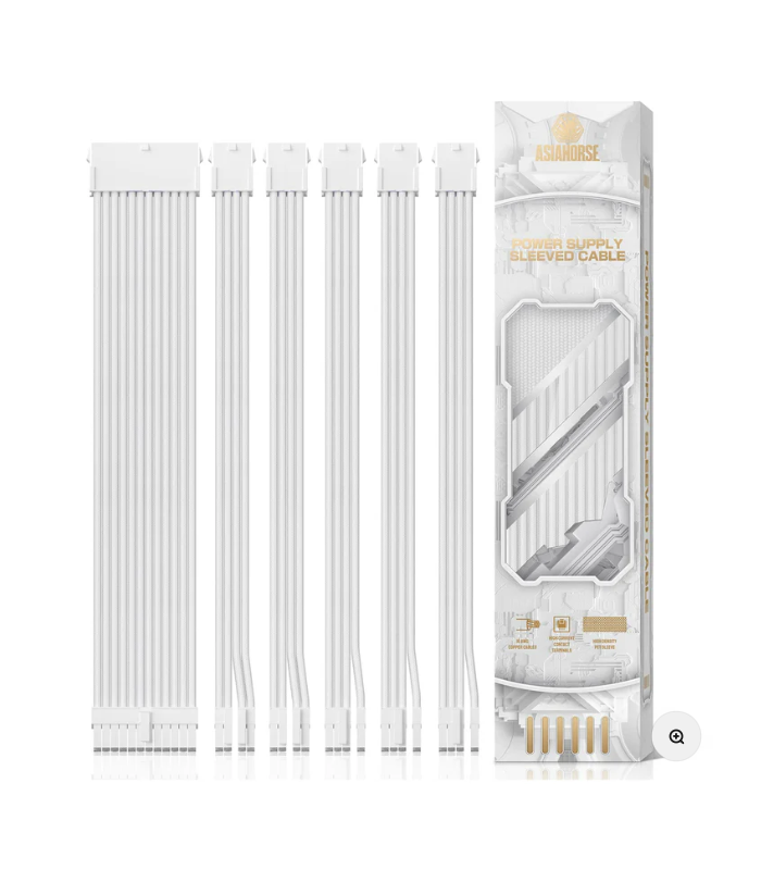 AsiaHorse Snow Series PSU Uzatma Kablosu – Beyaz | RGB Uyumlu Mod Kablo