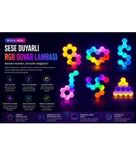 10’lu 6. Nesil Sese Duyarlı Kumandalı RGB Duvar Lambası