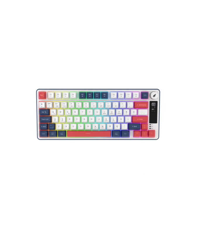 Hawk Gaming HK255BR Membrane LCD RGB Kablosuz/Bluetooth Mavi Kırmızı %75 Türkçe Gaming Klavye