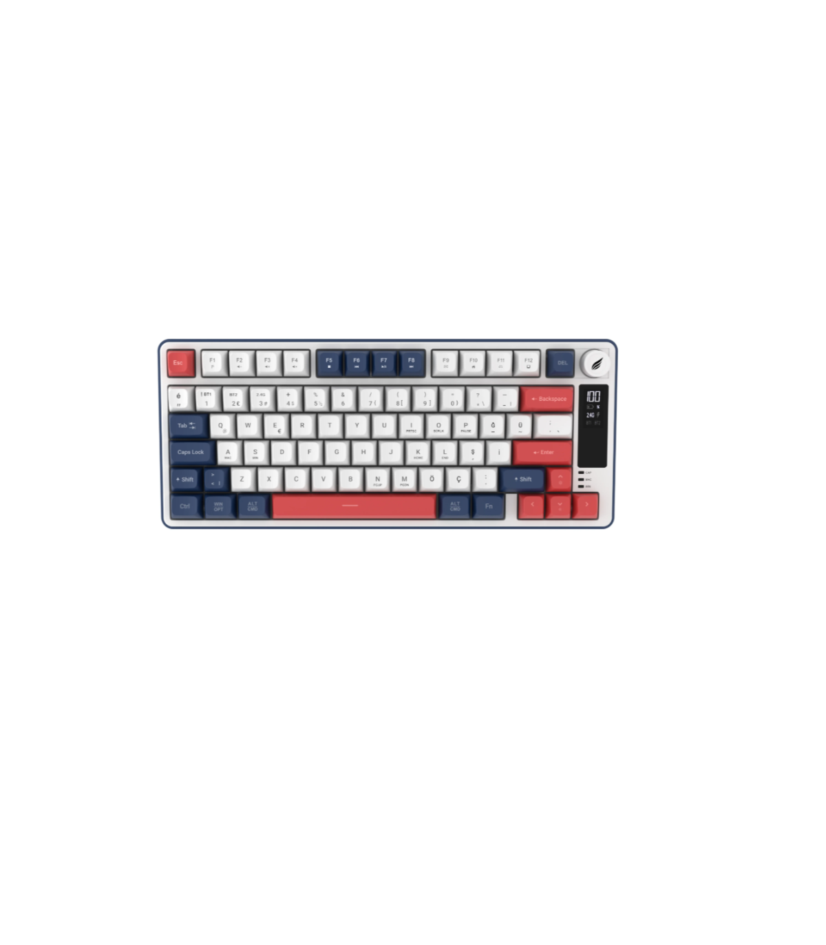Kablosuz/Bluetooth Mavi Kırmızı %75 Türkçe Gaming Klavye