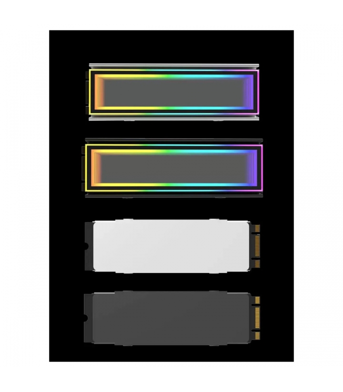 ARGB M.2 NVMe SSD Soğutucu Gri Gümüş Infinity Ayna