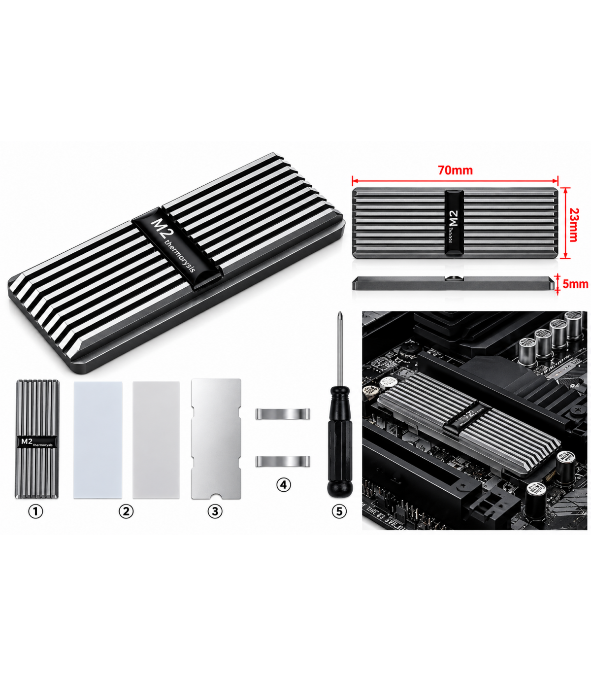 M.2 NVMe 2280 SSD Alüminyum Soğutucu | Bilgisayar Modifiyesi